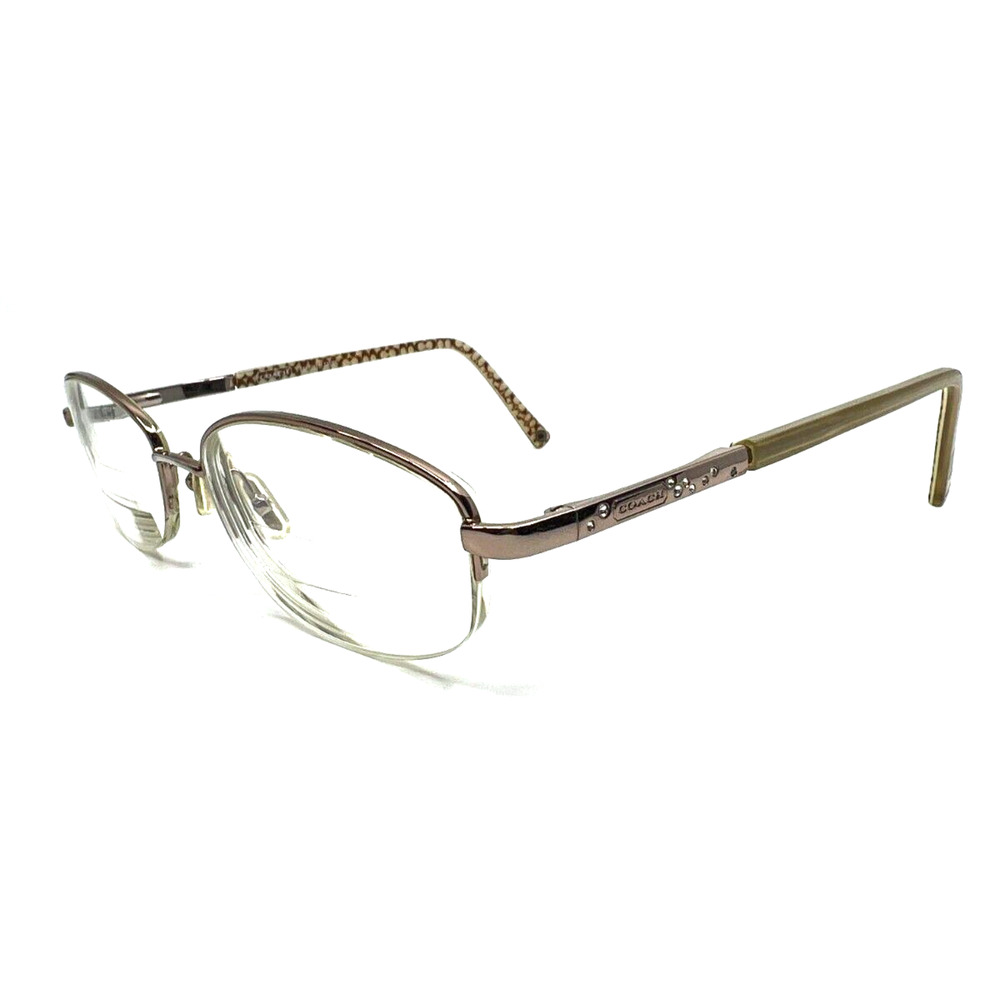 Coach Silver Metal Oval Half Rim Glasses Studded Faye 118 53 18 140 H8685